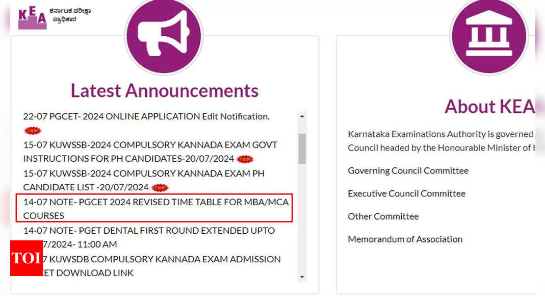 Read more about the article Karnataka PGCET 2024: Revised Time Table for MBA/MCA Courses Announced, Check Here