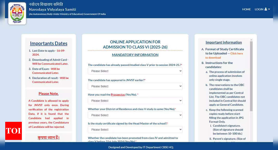 Read more about the article JNVST Class 6 Admission 2025: Registration begins at navodaya.gov.in; check application process, eligibility, documents required, and more