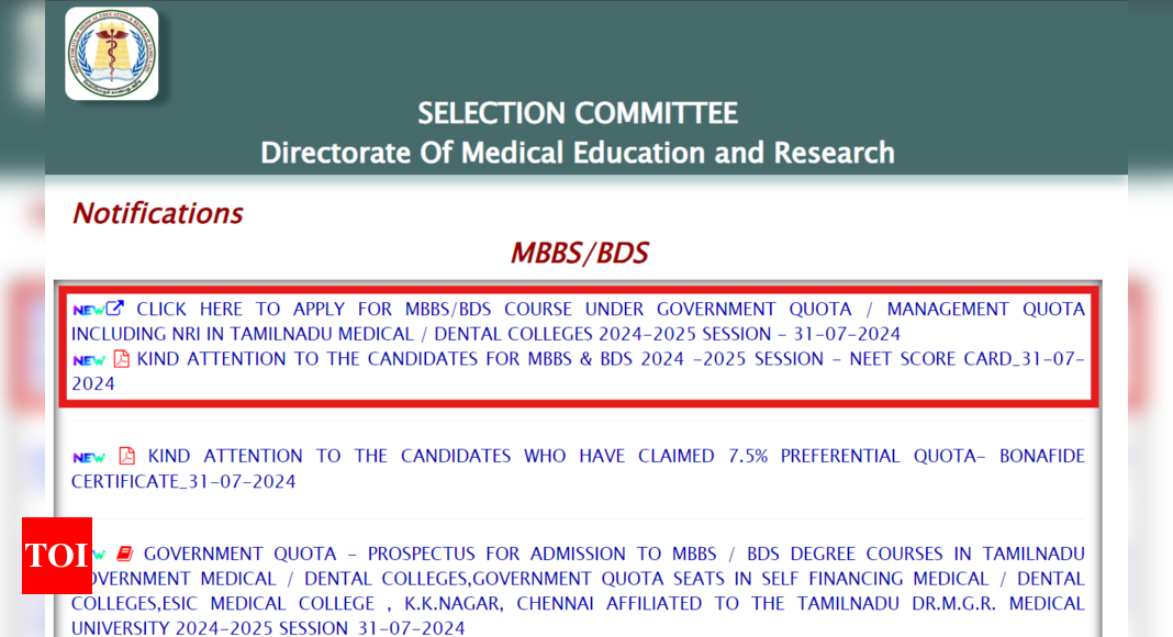 You are currently viewing TN NEET UG 2024 Counselling begins, direct link to register here: Check steps to apply online at tnmedicalselection.net