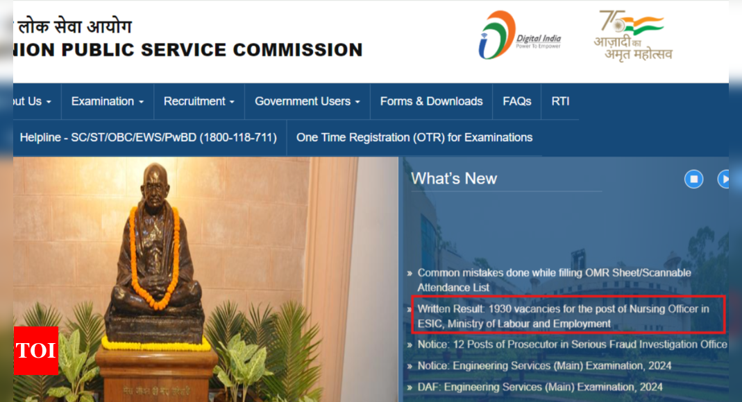 You are currently viewing UPSC ESIC Nursing Officer Result 2024 declared: Check direct link here