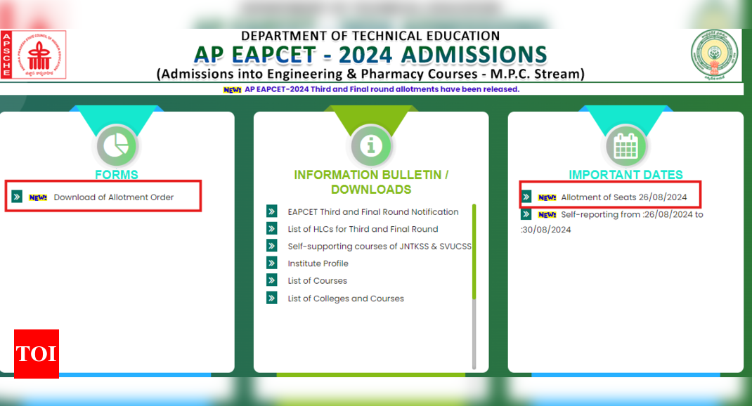 You are currently viewing AP EAMCET counselling 2024 third round seat allotment results out at eapcet-sche.aptonline.in: Check direct link here