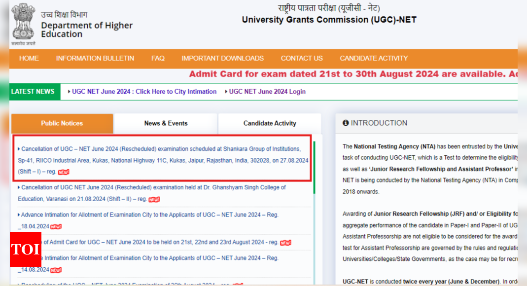 You are currently viewing UGC NET June 2024 (Rescheduled) exam cancelled at this location: Here’s why