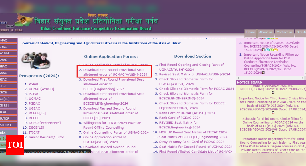 You are currently viewing Bihar AYUSH UG Counselling 2024 round 1 seat allotment out: Direct link to check here