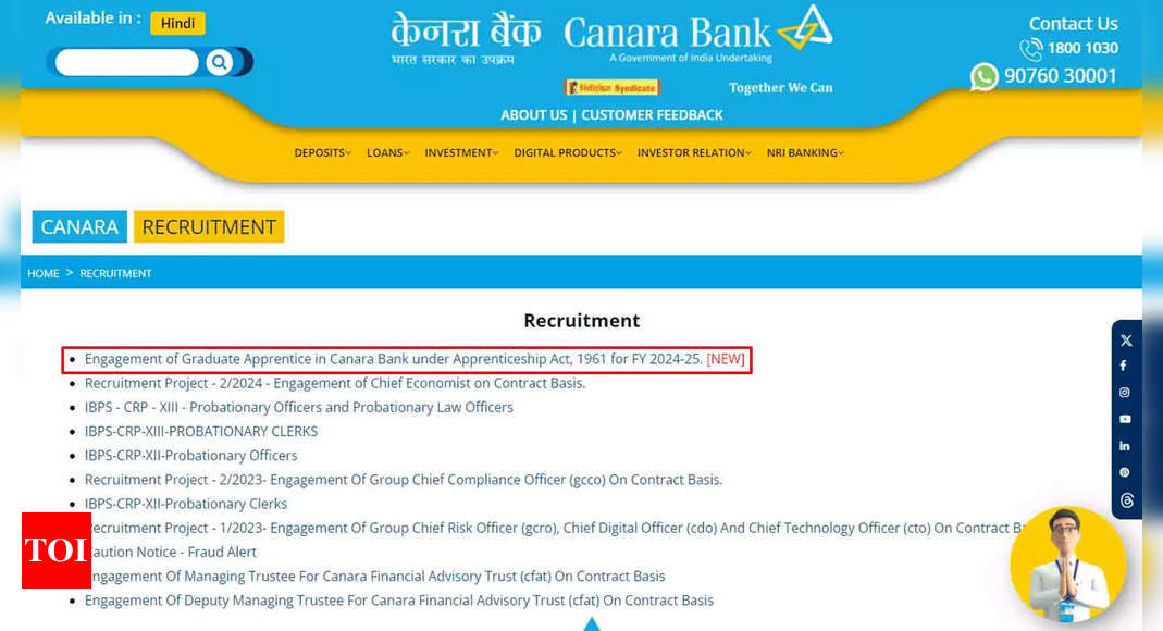 You are currently viewing Canara Bank Recruitment 2024: Application For 3000 Apprenticeship Posts To Begin On Sept 21