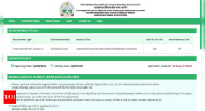 Read more about the article UKSSSC Steno Recruitment 2024: Application for 259 Vacancies Begins, Apply Here