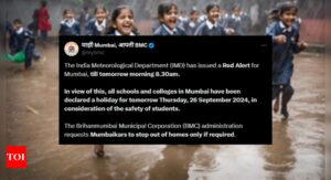 Read more about the article Mumbai schools and colleges shut tomorrow amid IMD’s heavy rain alert, BMC issues notice