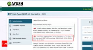 Read more about the article MP AYUSH NEET UG Round 1 merit list 2024 released: Check direct link here