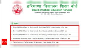 Read more about the article BSEH Haryana Board Open School Admit Card 2024 out for class 10, 12: Direct links to download here