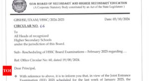 Read more about the article Goa HSSC Board exam date 2025 postponed to avoid clash with JEE Main January exams, check official notice here