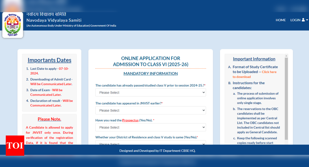 You are currently viewing JNVST 2025 Class 6 registration last date to register today: Check apply online link to register now