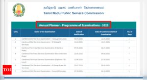 Read more about the article TNPSC annual calendar 2025 released on tnpsc.gov.in, combined services exams expected in June-July next year