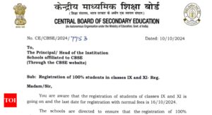 Read more about the article CBSE issues important notice regarding 100% completion of Class 9 and 11 student registrations