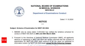 Read more about the article NBEMS issues important notice for NEET SS 2024: Check details here