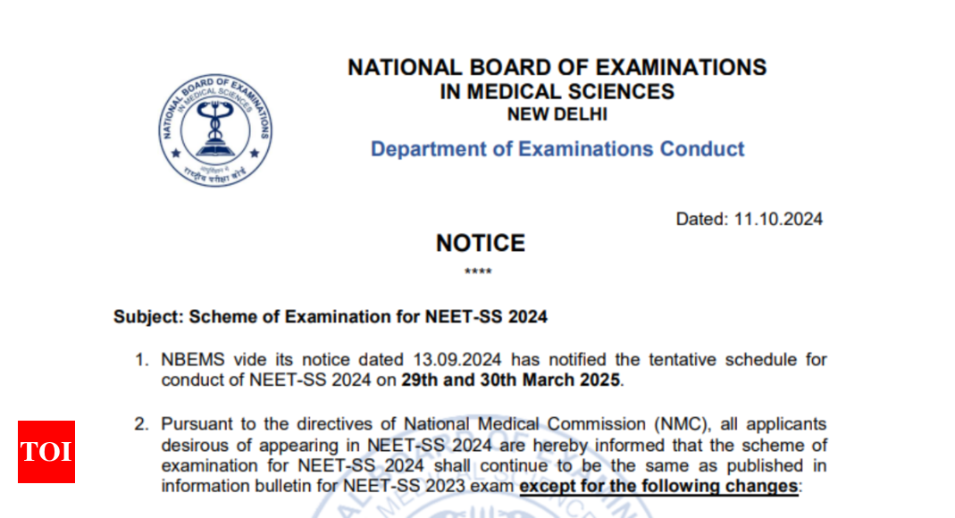 You are currently viewing NBEMS issues important notice for NEET SS 2024: Check details here