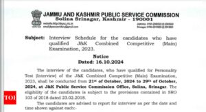 Read more about the article JKPSC CCE 2023 interview schedule released at jkpsc.nic.in: Check official notice here |