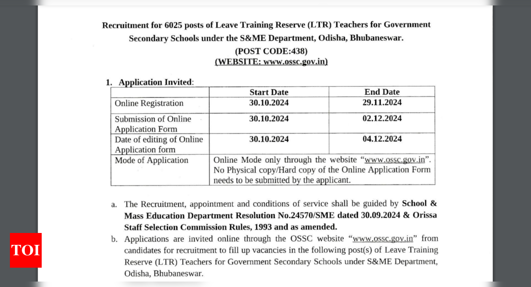 You are currently viewing OSSC LTR Teacher Recruitment 2024: Notification out for 6,025 vacancies, check eligibility, selection process