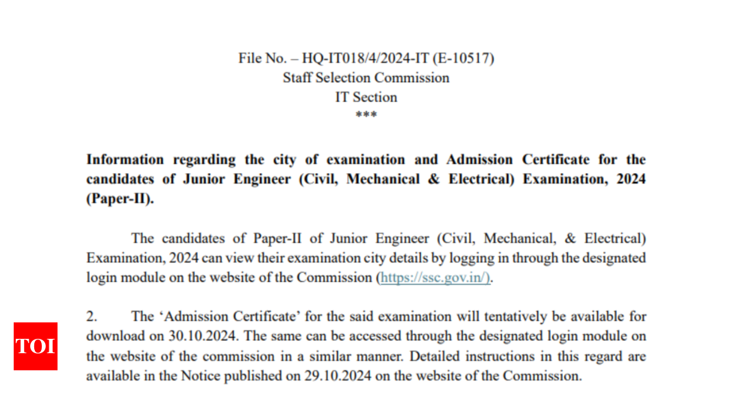 You are currently viewing SSC JE paper 2 exam city 2024 issued at ssc.gov.in: Check direct link here