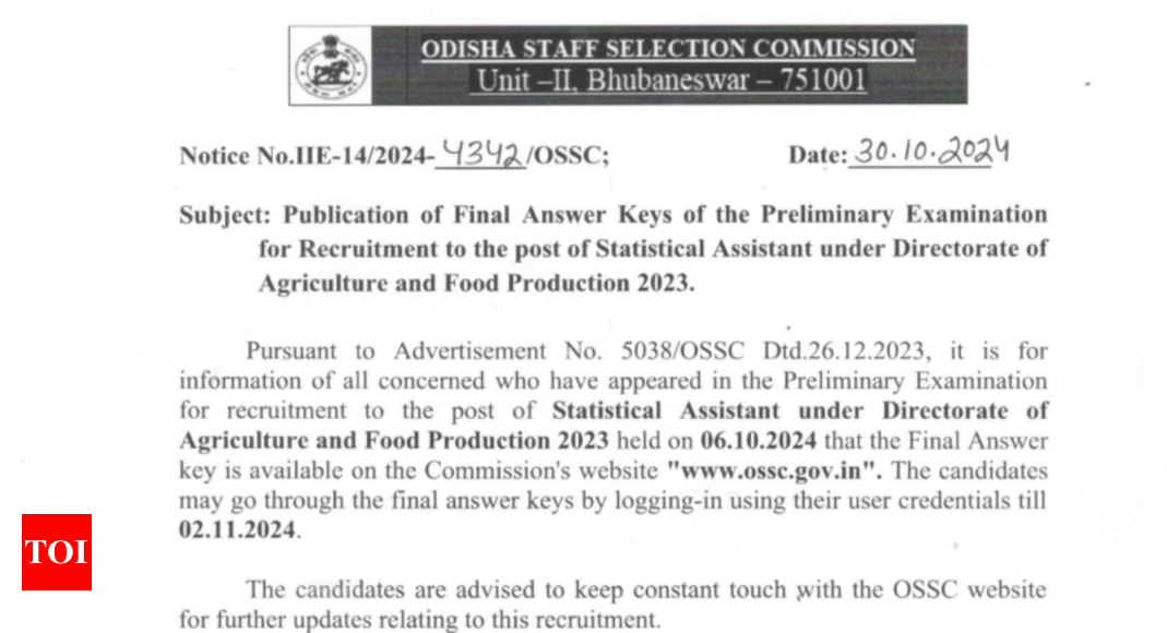 You are currently viewing OSSC CGL 2024 final answer key out for prelims exam: Check direct link here