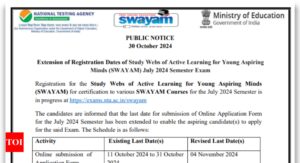 Read more about the article NTA SWAYAM July 2024 registration last date extended: Check details here