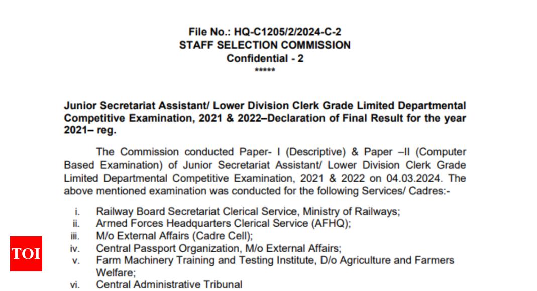 You are currently viewing SSC JSA, LDC results declared for 2021 examination, check official notice here