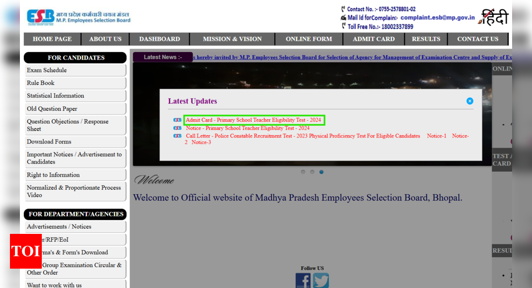 Read more about the article MP TET Admit Card 2024 released at esb.mp.gov.in, exam from Nov 10: Direct link to download here