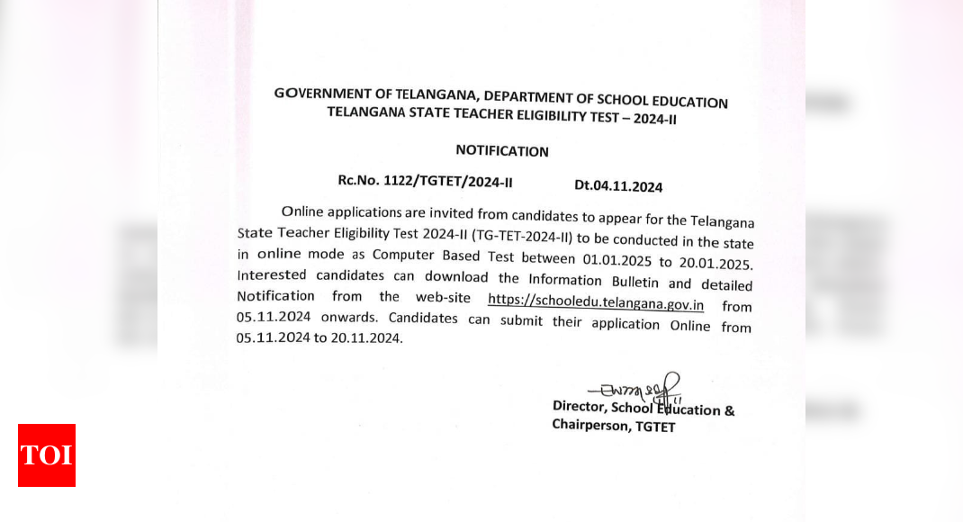 Read more about the article TS TET January 2025 notification released: Registration window to open today, check details here