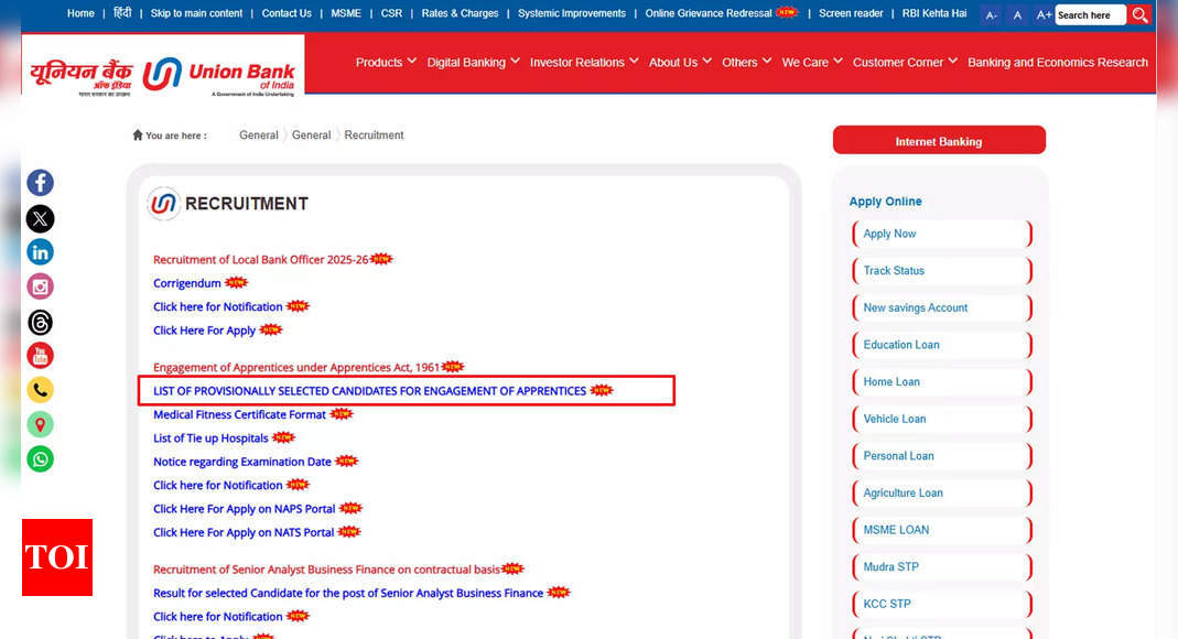 You are currently viewing Union Bank of India apprentices result for 500 posts released; download here